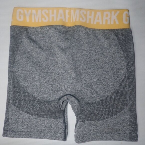 Gymshark Women's M Flex Seamless High-Waist Workout Shorts Gray Yellow Athletic - Picture 4 of 4